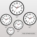 AKCISOT 18 Inch Wall Clock Large Silent Non-Ticking Wall Clocks Battery Operated - Analog Classic Clock Decorative for Living Room, Office, Home, School(Black)