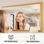 Amorho Bathroom Mirror, 40x32 Inch Golden Thick Metal Framed Wall Mirrors for Over Sink, Wall-Mounted Mirrors Perfect for Bedroom, Living Room, Entryway, Rectangle (Horizontal/Vertical).