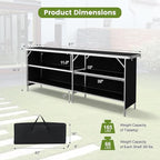 COSTWAY 81" Folding Picnic Table, Portable Bar Table with Carry Bag, Lightweight Aluminum Food Prep Station with 2 Shelves, Quick Set-up, BBQ, Party, Backyard, Black