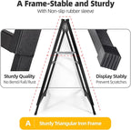 2 Pack Heavy Duty A-Frame Sidewalk Sign 24 x 36 Inch, Portable Double-Sided Sandwich Board Slide-in Folding Metal Signboard with 4 Plastic Poster Boards