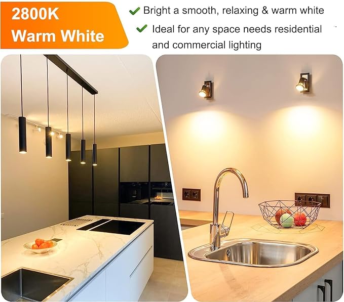 Vinaco GU10 Halogen Bulb Dimmable, GU10+c 110V 50W Candle Warmer Lamp Replacement, MR16 GU 10 50W Halogen Bulb 120V, 50 W MR16 with Glass Cover for Track&Recessed Lighting, 2800K Warm White, 6 Pack