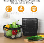 6 Pack Metal Mesh Basket with Hollow Handles Black Wire Storage Bin for Organizing Stackable Metal Fine Mesh Basket for Pantry Bathroom Kitchen Cabinets Shelves