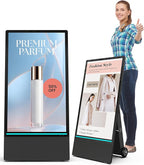 HARZHI 43 Inch Outdoor Digital Signage Display, Portable Powered High Brightness Screen Advertising Display Kiosk, Movable Waterproof Standing Poster, Business Helper, Android OS MWE