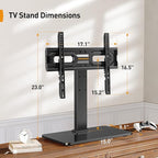 Perlegear Tabletop TV Stand, Universal TV Stand for 23–60 Inch LCD/LED/OLED TVs, Height-Adjustable TV Mount Stand with Tempered Glass Base & Cable Management, VESA 400x400mm, PGTVS02 ﻿