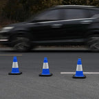 6 Pack 12" Inch Blue PVC Traffic Cones with Heavy-Duty Base, High-Visibility All-Weather Safety Cones for Road Construction, Parking Lot, and Garage Use (6, Blue, 12" Small)