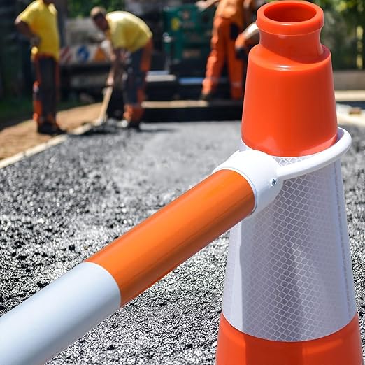 8 Pack Min 4' Feet to Max 7' Feet Retractable Traffic Cone Bars, Expandable Reflective Cone Bars for Parking Lot Safety, Portable Temporary Barriers Barricades for Road Work Construction