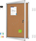 36"x24" Enclosed Cork Bulletin Board with Locking Door, Tamper-Proof Dispaly Case, Aluminium Frame, Outdoor Bulletin Board Weatherproof, Lockable Cork noticeboard for School,Office,etc