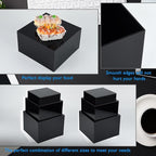 6Pcs Black Buffet Risers Acrylic Boxes Display Risers Food Risers for Buffet Table Display Riser for Platter Parties Weddings Catering Dessert Collectibles Figures Show ( 6''x7''x8'')