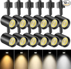 VANoopee 12 Pack 5-Color LED Track Lighting Heads H Type Track Light Heads Dimmable, 2000K 3000K 4000K 5000K 6000K Adjustable, Flicker Free CRI90+ 24° 10W 800lm, Black