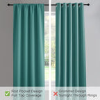 PONY DANCE Blackout Curtain Panels - 42 x 72 inches Long Sea Teal Window Drapes Light Block Room Darkening Draperies Thermal Insulated Energy Saving for Home Modern Style, 2 PCs