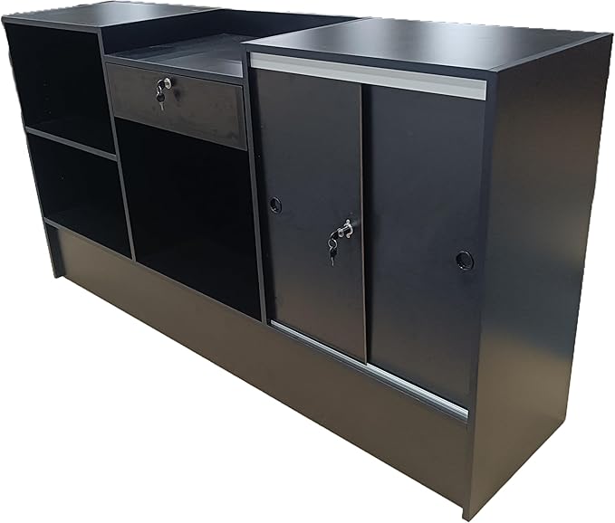 Only Hangers Combo Display Showcase with Register Stand Counter, Black, 72"