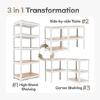 HOMEDANT House 5 Tier Laminated Metal Shelving Unit Adjustable Storage Utility Rack Heavy Duty Shelves Organization Multipurpose Shelf Kitchen Garage Pantry Closet (2, (S) 24.4" W, White)
