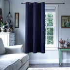 ChrisDowa Blackout Curtains 45 Inches Long for Living Room, Grommet Thermal Insulated Room Darkening Curtains for Bedroom (1 Panel Set, Navy Blue, 38W x 45L)