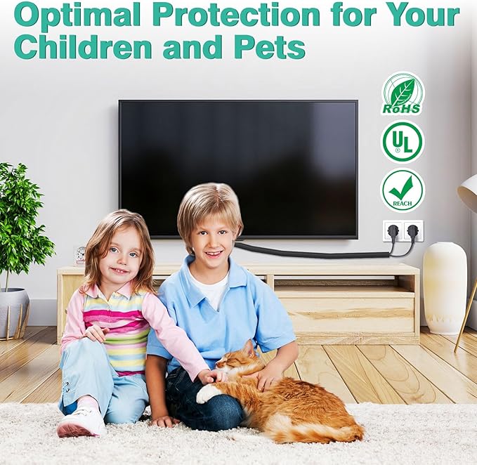 Dog Cat Cord Protector 10ft - 1/2inch, Flexible Cable Sleeve for Easy Cord Management, Protects Cables from Pets Chewing, Ideal for USB, Power, Audio and Video Cords - Black