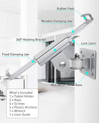 AboveTEK Tablet Wall Mount -360° Rotation iPad Wall Holder for Retail & Business, Anti Theft iPads Stand Fits 7"-11" Tablets Including iPad Pro/Air/Mini, Galaxy Tab - Security Lock & Key - (Silver)