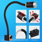 Magnetic Work LIght, 9W Led Flexible Gooseneck with Adjustable Magnetic Base For Lathe Machine Milling Drill Press Workbench Industrial Lighting