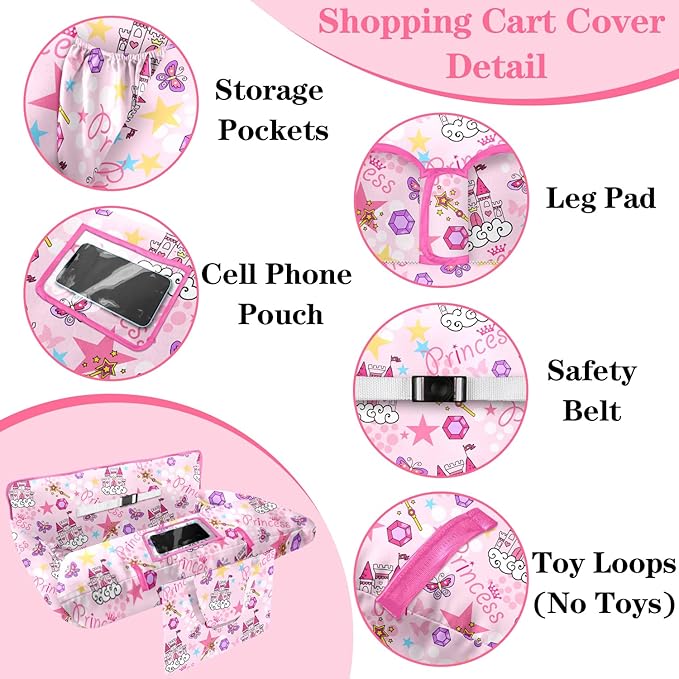 Shopping Cart Cover for Baby Girl Boy 2-in-1 High Chair Water Resistant High Chair Cover w/Phone Pouch Pocket Gender Neutral Cart Cover for Babies Padded Grocery Cart Cover for Baby