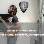 AZEZO Metal Guitar Pick Décor, 12’’x10’’ Music Wall Art, Stainless Guitar Wall Art, Featuring ‘Music Is What Feelings Sound Like’