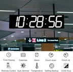 28.5‘’ Double Sided Digital Wall Clock, Multifunctional Led Countdown Clock with Timer, Temperature and Date Display, Hanging Digital Clock Large Display for Corridors, Hospitals (White)