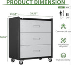 Tool Storage Cabinet, Rolling Tool Cabinet with 3 Drawers, Metal Storage Cabinet for Garage, Tool Room, Assembly Required(Black and Gray)