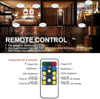 Wireless LED Spotlight, Battery Operated Picture Lights, Indoor Uplight, Puck Lights with Remote, Spot Light for Wall Art Display Dartboard Painting Accent Artwork Closet-2Pack