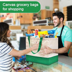 Canvas Reusable Grocery Bags Heavy Duty, 8.3 gal Foldable Large Canvas Tote Bag with Handles, Holds 60 lbs Shopping Bags, 3 Pack
