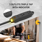 30Ft Retractable Extension Cord Reel, Ceiling/Wall Mount 16/3 Gauge SJTW Power Cord with 3 Outlets Triple Tap for Garage, Shop, 10 Amp Circuit Breaker, Durable Coated Metal Plate, ETL Listed
