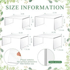 4 Pcs 14, 12, 10, 8 Inch Extra Large Acrylic Display Risers Clear Acrylic Shelf Riser Display Stands 5 mm Thick Rectangular for Collectibles Figures