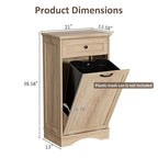 13 Gallons Tilt Out Trash Cabinet Freestanding Kitchen Trash Bin Cabinet Wood Garbage Recycling Cabinet with Hideaway Drawer Pet Proof Trash Can Holder for Kitchen Living Room, Light Wood