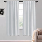 KGORGE 63 inch Curtains 2 Panel Set, Privacy Solid Thermal Insulation Noise Reducing Light Filtering Drapes for Kids Room Living Room, Back Tab Rod Pocket, W52 x L63 inches, Greyish White, 2 Panels