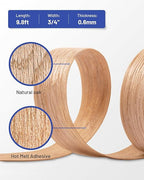 Red Oak Edge Banding 3/4 inch x 10 ft Real Wood Veneer Plywood Edge Banding Iron-on Pre-glued Veneer Edging Tape for Cabinet Repairs Furniture Restoration
