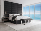 VANT Upholstered Bed Bench - Weave Steel - Matte Black - Contemporary Modern, Bedroom Bench Seat, Hallway, or Entryway