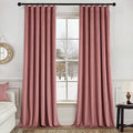 MIULEE Velvet Curtains 108 Inches Length 2 Panels Set for Bedroom, Pinch Pleat Back Tab Luxury Thermal Insulated Pink Living Room Darkening Pleated Blackout Extra Long Curtains with Hooks, Dusty Rose