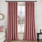 MIULEE Velvet Curtains 108 Inches Length 2 Panels Set for Bedroom, Pinch Pleat Back Tab Luxury Thermal Insulated Pink Living Room Darkening Pleated Blackout Extra Long Curtains with Hooks, Dusty Rose
