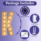 Marquee Letters 4 Feet Tall, 4FT Large Light up Letters K, Big Sign K with Warm White Light for Birthday Wedding Proposal Engagement Graduation Party Backdrop Decorations
