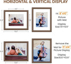 Natural Walnut 11x14 Picture Frames Mat to 8x10 Picture Display,Original Wood Handcrafted Diploma Frame,Wooden Frame 11x14 with Tempered Glass Graduation Family Wedding Certificate Photo Wall Mounted