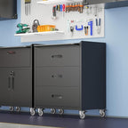 3 Drawers Metal Tool Storage Cabinet with Wheels, Rolling Tool Chest on Locking Wheels & Handle, Garage Cabinet, Heavy Duty Tool Cart, Mobile Steel Locker for Home,Workshop, Warehouse, Black