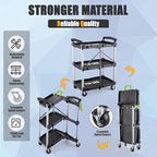 FUTURELAB Portable Folding Service Cart - 3 Tier 330LBS Capacity - Rolling Utility Cart Foldable with Wheels for Warehouse Home Workshops Garages Restaurants Offices (Green)