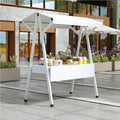 Foldable Food Cart for Business, Lightweight Farmers Market Stalls with Awning, Vendor's Stall Kiosk for Sale Hot Dog, Ice Cream, Food(White,47.2in)