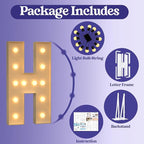 Marquee Letters 4 Feet Tall, 4FT Large Light up Letters H, Big Sign H with Warm White Light for Birthday HOCO Wedding Proposal Engagement Graduation Party Backdrop Decorations
