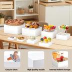 8 Pcs Buffet Food Risers,11" Large Acrylic Dessert Cupcake Table Stands White Fruit Display Shelf Catering Supplies Party Jewelry Show Decor Risers With Protective Film（11",10", 8", 7",6",5",4", 4")