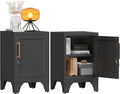 Bestoo Metal Locking Cabinet, 23.6" H Locker with 1 Magnetic Door and 1 Adjustable Shelve, Small Lockable Nightstand, Black Bedside Storage Cabinets for Bedroom, Home, Office, School