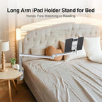 elitehood 28-inch Long Arm iPad Mount for Desk, Adjustable Tablet Desk Mount with Clamp, Sliver Aluminum Tablet Holder Compatible with iPad Pro 13/12.9/11, Air Mini, 4.7-13 inch Tablets & Cell Phones
