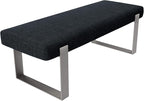 VANT Upholstered Bed Bench - Weave Blue Denim - Brushed Nickel - Contemporary Modern, Bedroom Bench Seat, Hallway, or Entryway