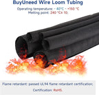 Black Braided Cable Management Sleeves Wire Loom Tubing Cord Protector Self-Wrapping (1/4"-42Feet)