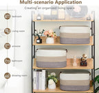 Cotton Rope Basket, Storage Baskets with Handle, 15x10x9 Inch Woven Basket for Shelves, Laundry, Towels, Clothes, Books, (Gradient Brown 2 Pack)