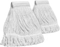 Commercial Mop Head Replacement - 2 Pack Heavy Duty Cotton Heads for Floor Cleaning - Washable Looped End String Mop Refill for Home Kitchen Industrial