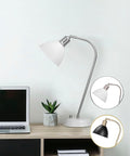 HarvestLand Halo Silver White Adjustable Desk Lamp – Reading Lamp, Pharmacy Style Metal Desk Lamp, Industrial Table Lamp with Solid Base for Bedside Table, Task Lamp Home Office, Christmas Gifts