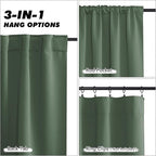 KGORGE Short Curtains 45 inch Length, Privacy Thermal Insulated Curtains Noise Reducing Window Drapes for Bedroom Kitchen, Back Tab Rod Pocket, W52 x L45 inches, Dark Green, 2 Panels