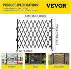 VEVOR Single Folding Security Gate, 7.25 ft H x 7.8 ft W Folding Door Gate, Steel Accordion Security Gate, Flexible Expanding Security Gate, 360° Rolling Barricade Gate, Scissor Gate/Door with Padlock